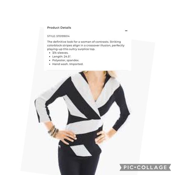 Chico’s Zealous Stripe Surplice Top Faux Wrap Long Sleeve Top V-Neck Size 3 XL - Picture 2 of 6